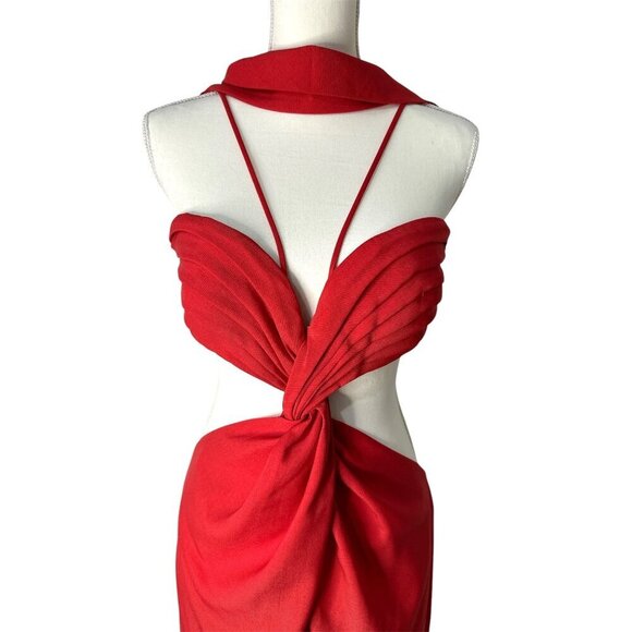 Cult Gaia Cody Gown in Amanita Luxe Twill In Red Large New Womens Maxi Dress - Picture 7 of 16